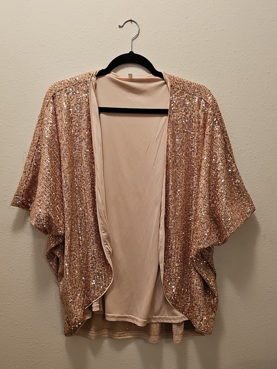 Maurices Tops - Sequin Open Front Kimono Cardigan in Blush